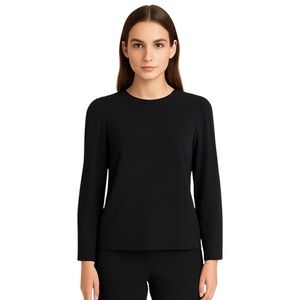 Lafayette 148 New York Black Puff Shoulder Long Sleeve Blouse Women's Size Small